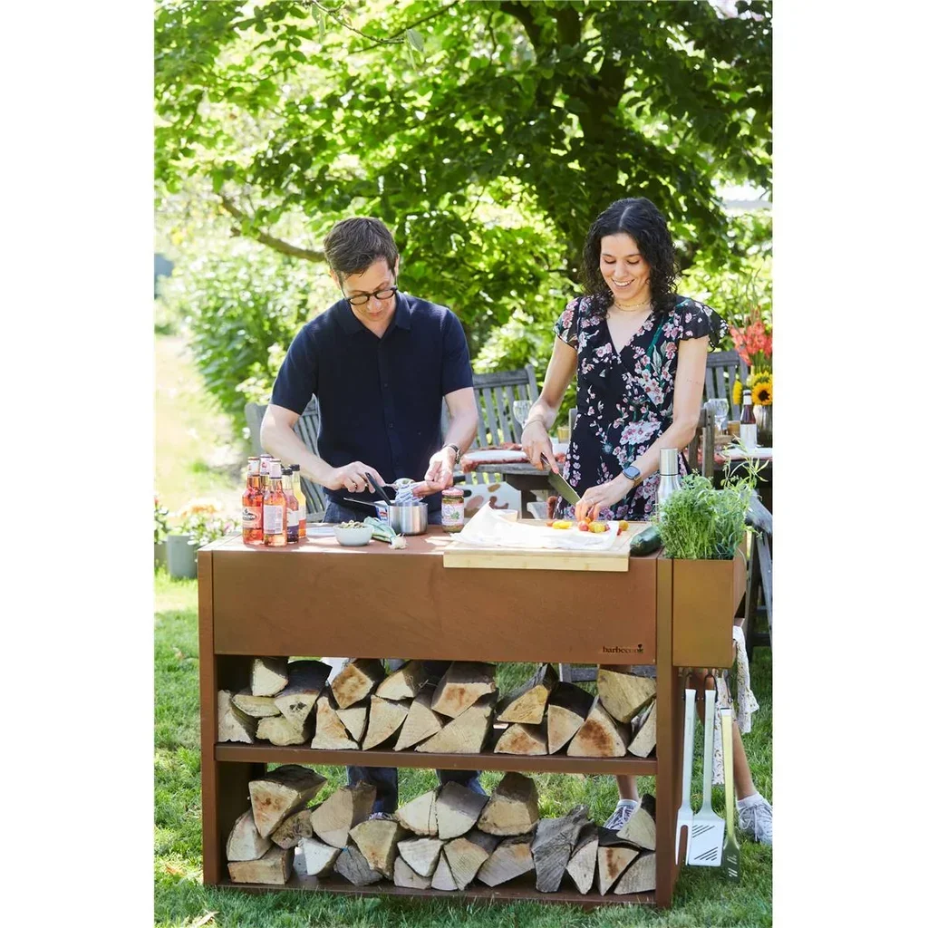 Brasero Mesa Brasero Nestor Buddy Barbecook Acero Corten 112cm Exterior Jardín