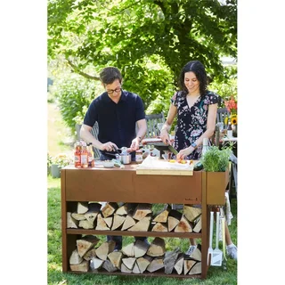 Brasero Mesa Brasero Nestor Buddy Barbecook Acero Corten 112cm Exterior Jardín