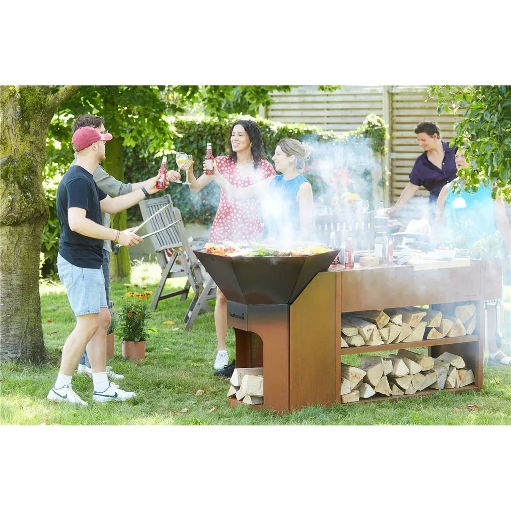 Brasero Mesa Brasero Nestor Buddy Barbecook Acero Corten 112cm Exterior Jardín