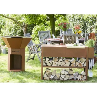 Brasero Mesa Brasero Nestor Buddy Barbecook Acero Corten 112cm Exterior Jardín