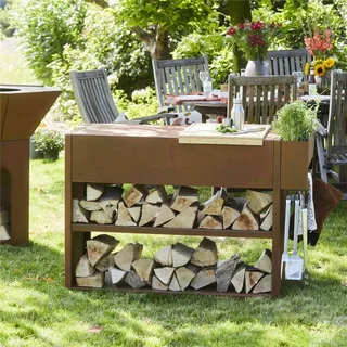 Brasero Mesa Brasero Nestor Buddy Barbecook Acero Corten 112cm Exterior Jardín