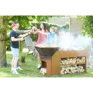 Brasero Mesa Brasero Nestor Buddy Barbecook Acero Corten 112cm Exterior Jardín