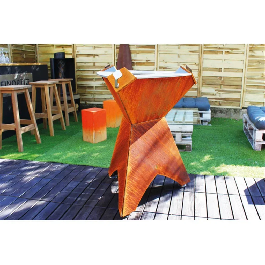 Plancha Grill Origine 1000 Acciaio Corten 10mm 30 Persone Fuoco Legno Griglia