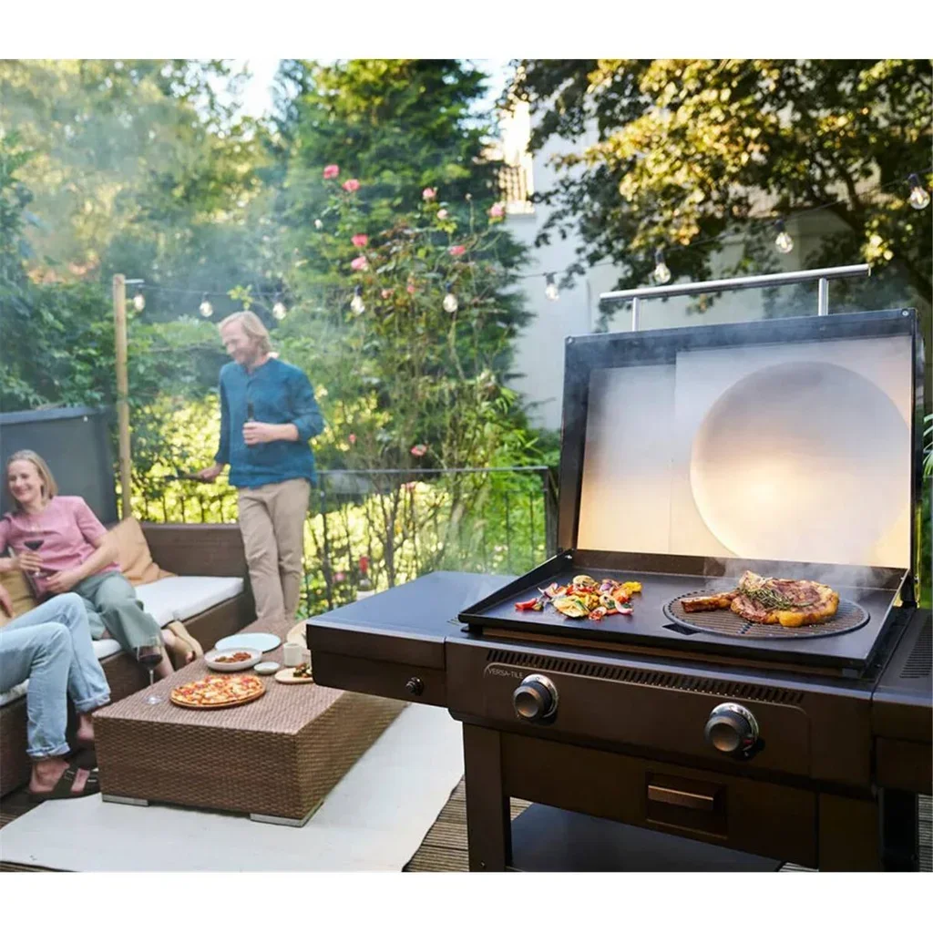 Plancha Eléctrica 3 en 1 Char-Broil Versa-Tile con Carro Multifunción - Parrilla, Horno de Pizza y Wok