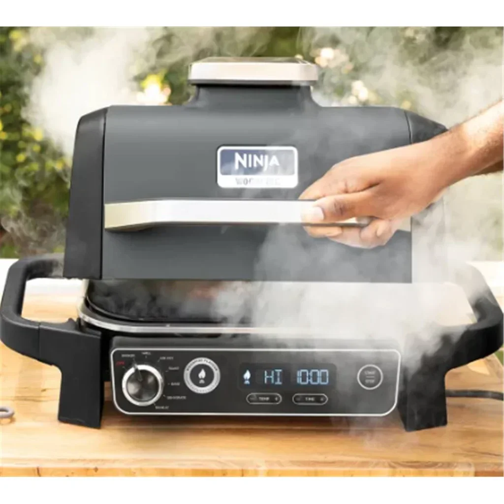 Ninja Woodfire Electric Ceramic Non-Stick Griddle 37cm Outdoor BBQ Grill