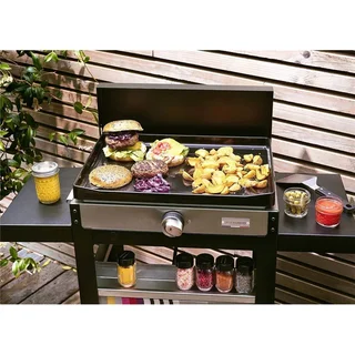 Plancha eléctrica francesa 150 Duo placa de hierro fundido esmaltado 2 kW