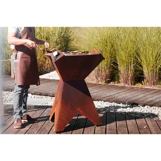 Plancha de madera Origen 800 Acero Corten Premium 10 comensales