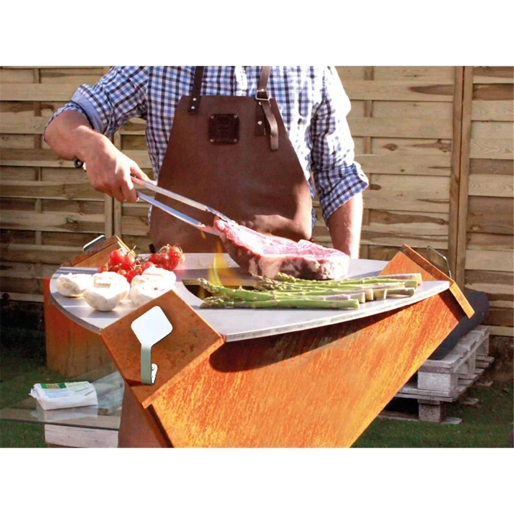 Plancha de madera Origen 800 Acero Corten Premium 10 comensales