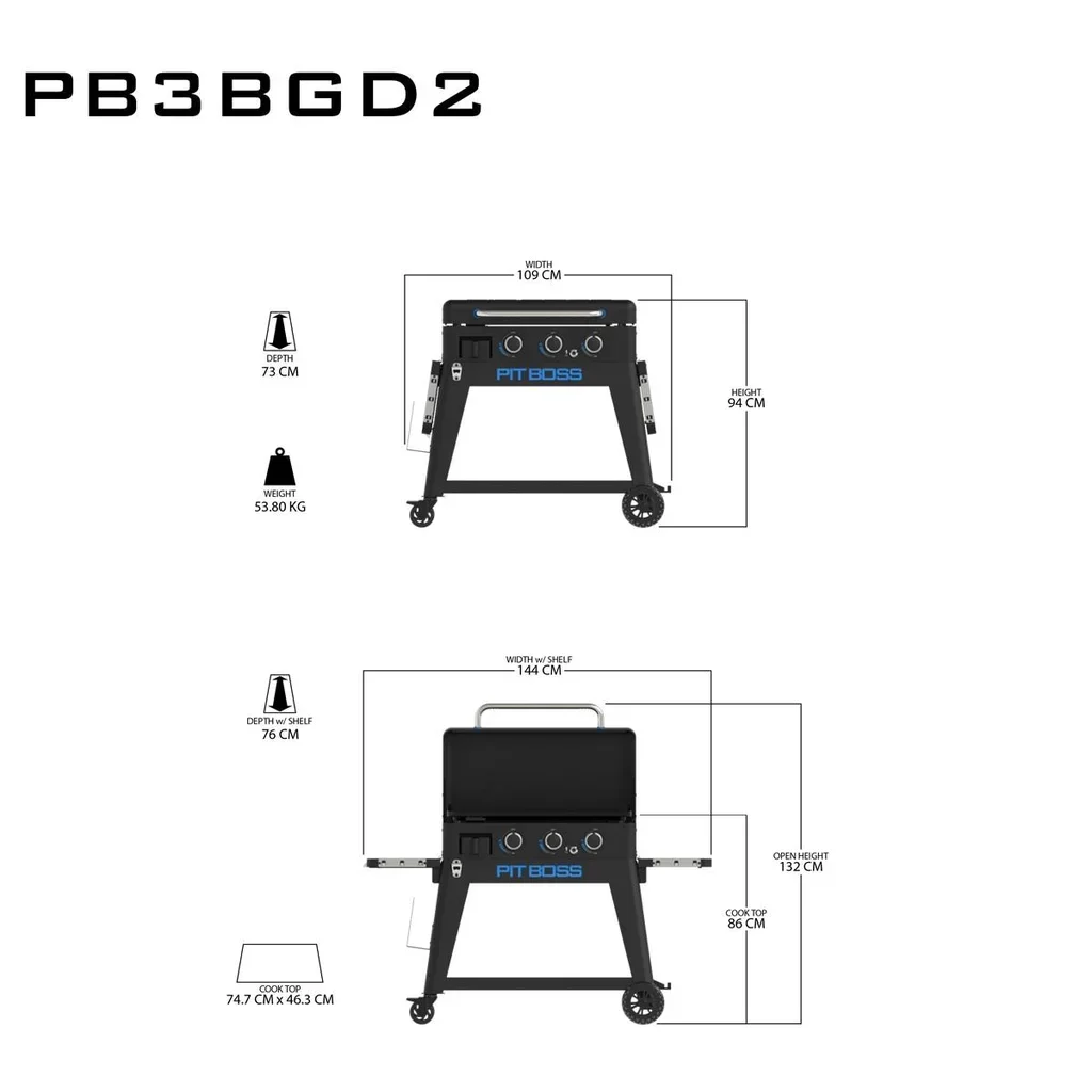 Plancha de Gas Ultimate 3 Pit Boss Portátil con Carrito y Placa Cerámica Antiadherente