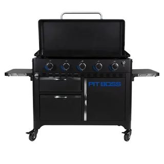 Plancha a gas Pit Boss Ultimate 5 con pie y soporte integrado y placa cerámica 5 quemadores