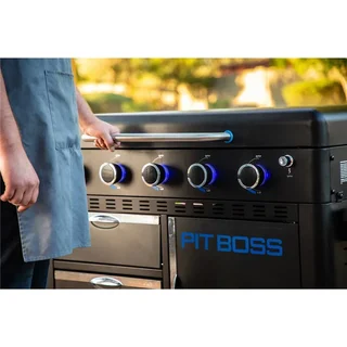 Plancha a gas Pit Boss Ultimate 5 con pie y soporte integrado y placa cerámica 5 quemadores