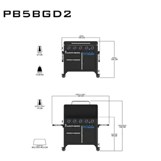 Plancha a gas Pit Boss Ultimate 5 con pie y soporte integrado y placa cerámica 5 quemadores