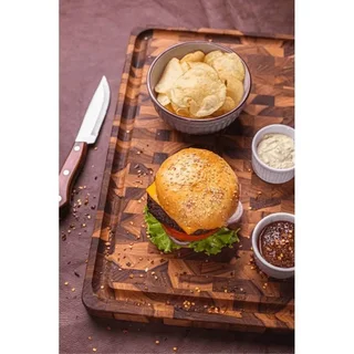 Tabla de Cortar Teca Maciza 45x34 cm Tramontina con Surco para Jugo