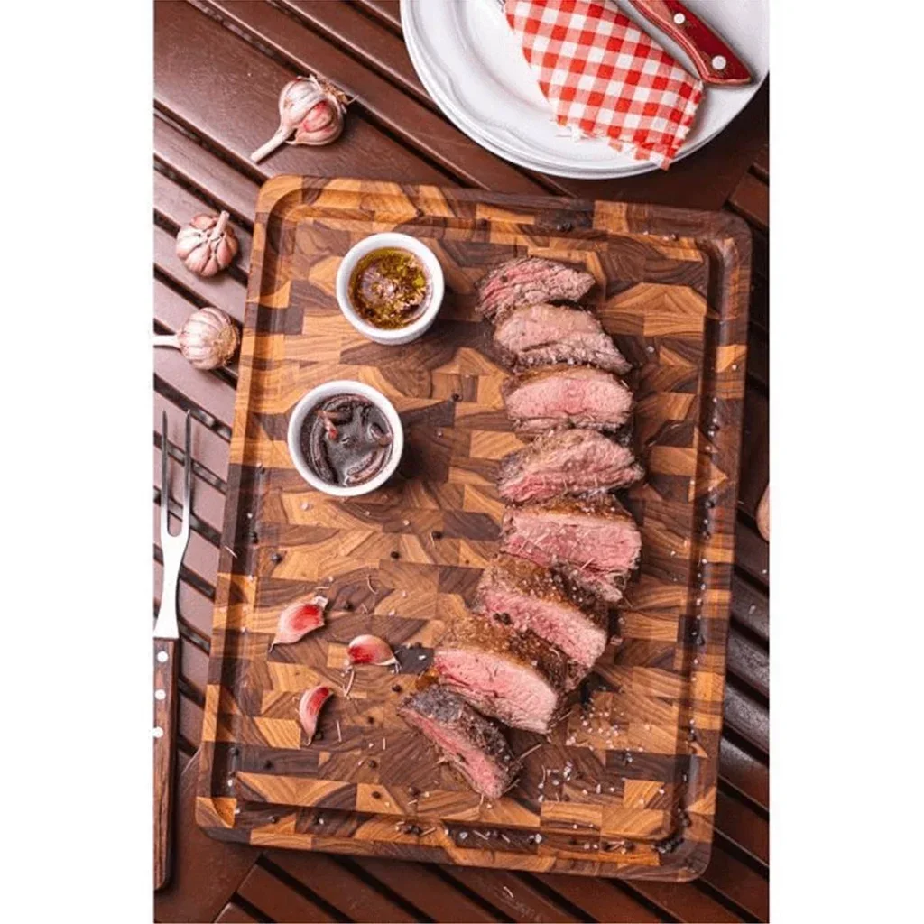 Tabla de Cortar Teca Maciza 45x34 cm Tramontina con Surco para Jugo