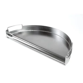 Stainless steel half-circle griddle with grease catcher for 54 cm BBQ