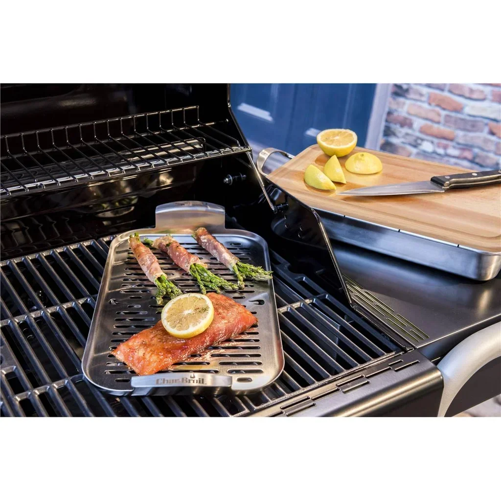 Piastra da grill in acciaio inox Char-Broil con scanalature per verdure e frutti di mare