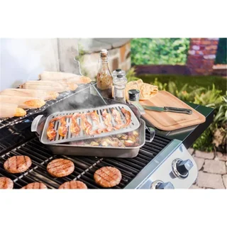 Piastra da grill in acciaio inox Char-Broil con scanalature per verdure e frutti di mare
