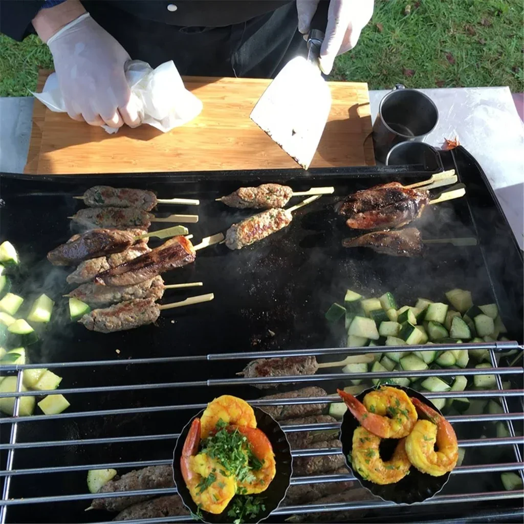 Bandeja calentadora deslizante de acero inoxidable 30-53 cm para placa de cocción