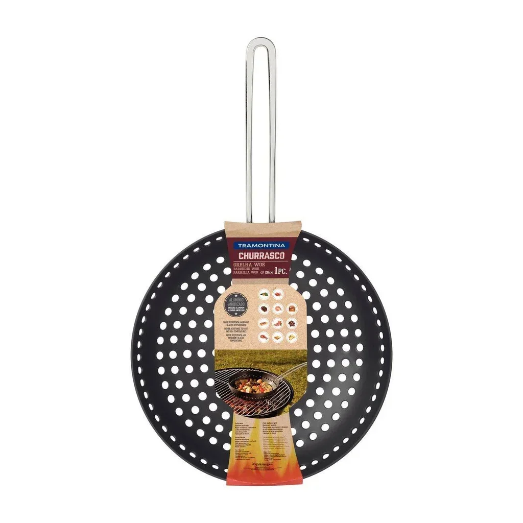 Sartén perforada 26 cm aluminio anodizado antiadherente barbacoa parrilla verduras