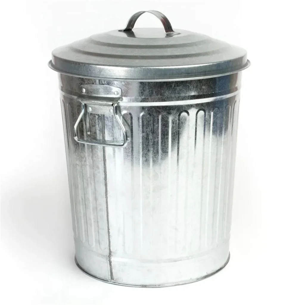 Cubo de cenizas metálico con tapa hermética ignífuga para barbacoa 1,5 kg