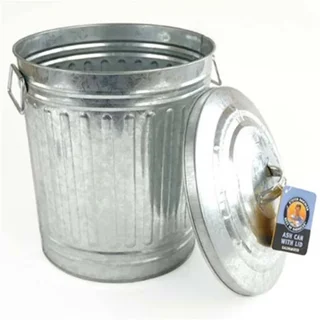 Cubo de cenizas metálico con tapa hermética ignífuga para barbacoa 1,5 kg