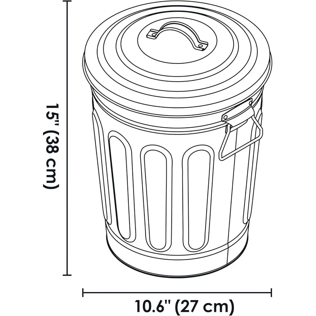 Cubo de cenizas metálico con tapa hermética ignífuga para barbacoa 1,5 kg