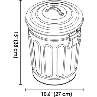 Cubo de cenizas metálico con tapa hermética ignífuga para barbacoa 1,5 kg