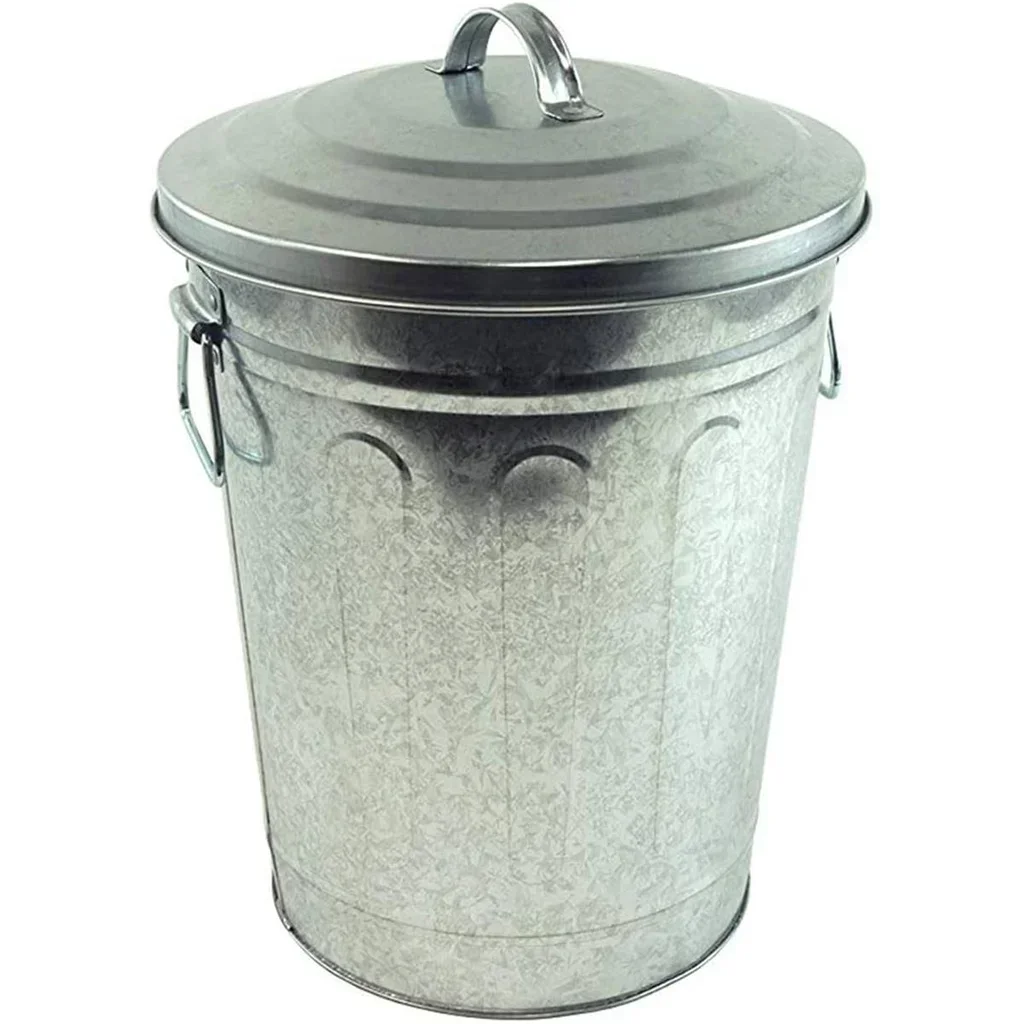 Cubo de cenizas metálico con tapa hermética ignífuga para barbacoa 1,5 kg