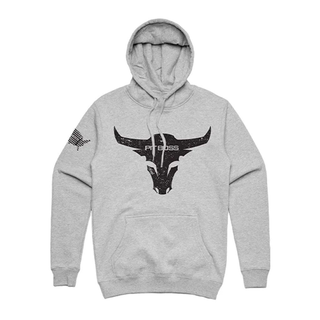 Sudadera Hombre Pit Boss Gris Jaspeado – Logo BBQ