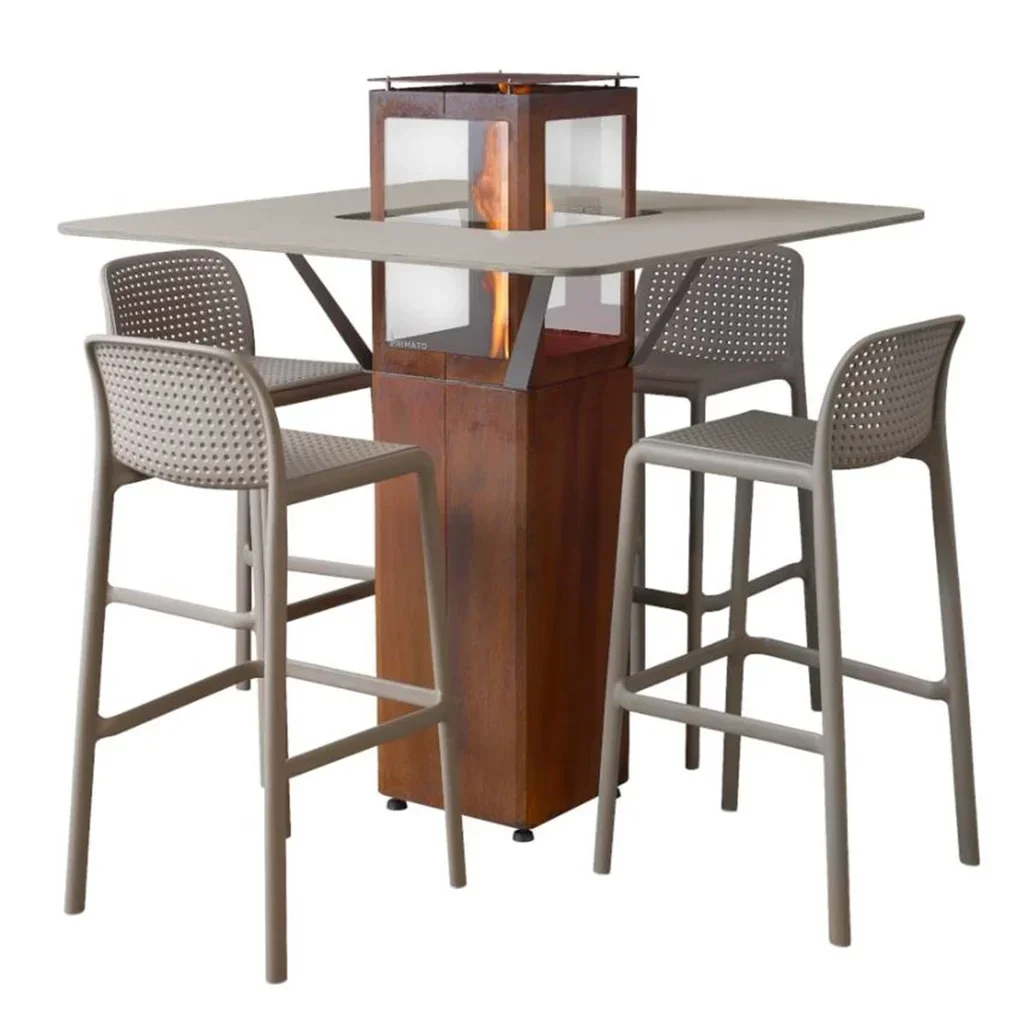 Mesa de Calefacción de Pellets de Madera Exterior FARO QUBE 114x114 cm