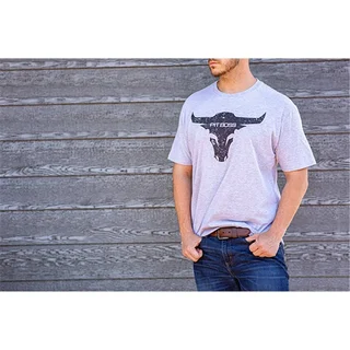 Camiseta Pit Boss Bull Hombre Gris Jaspeado Manga Corta Algodón