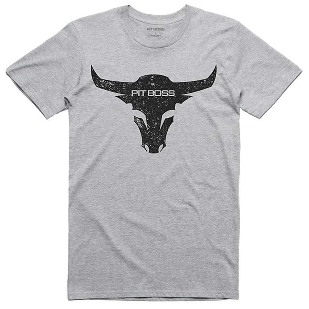 Camiseta Pit Boss Bull Hombre Gris Jaspeado Manga Corta Algodón