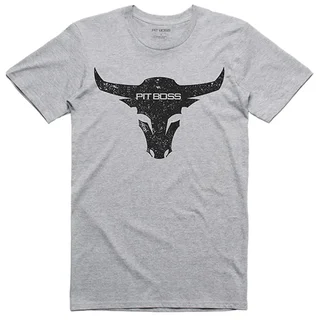 Camiseta Pit Boss Bull Hombre Gris Jaspeado Manga Corta Algodón