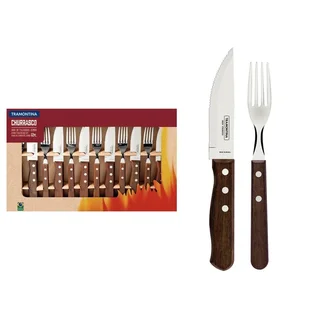 Tramontina Jumbo Cubertería 12 Piezas Cuchillos Tenedores Barbacoa Madera