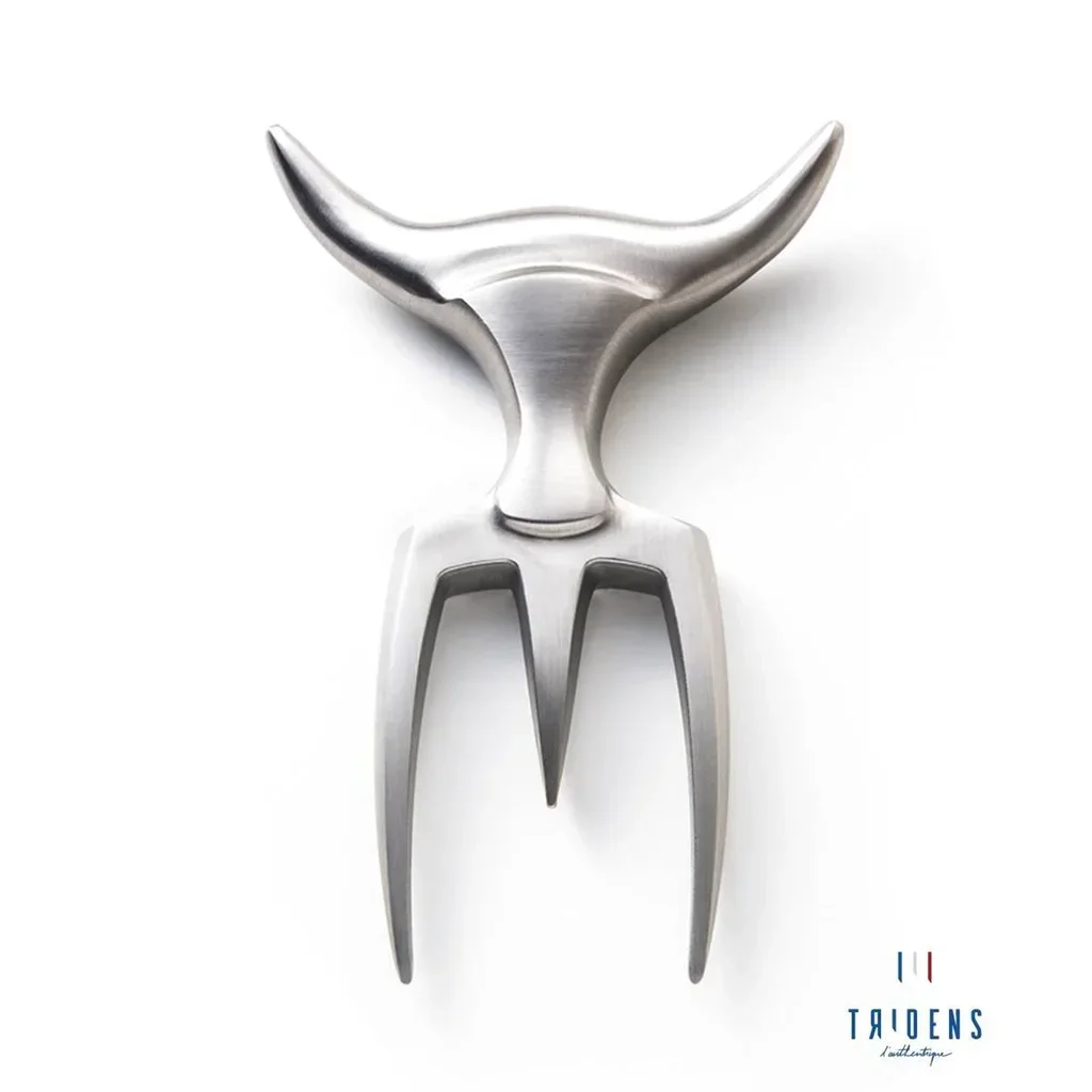 Tenedor expositor huella digital Tridens acero inoxidable 316L y base de haya