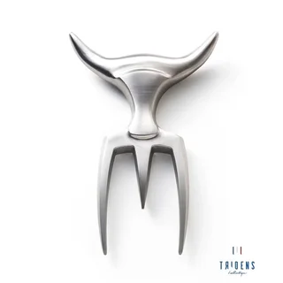 Tenedor expositor huella digital Tridens acero inoxidable 316L y base de haya