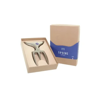 Tenedor expositor huella digital Tridens acero inoxidable 316L y base de haya