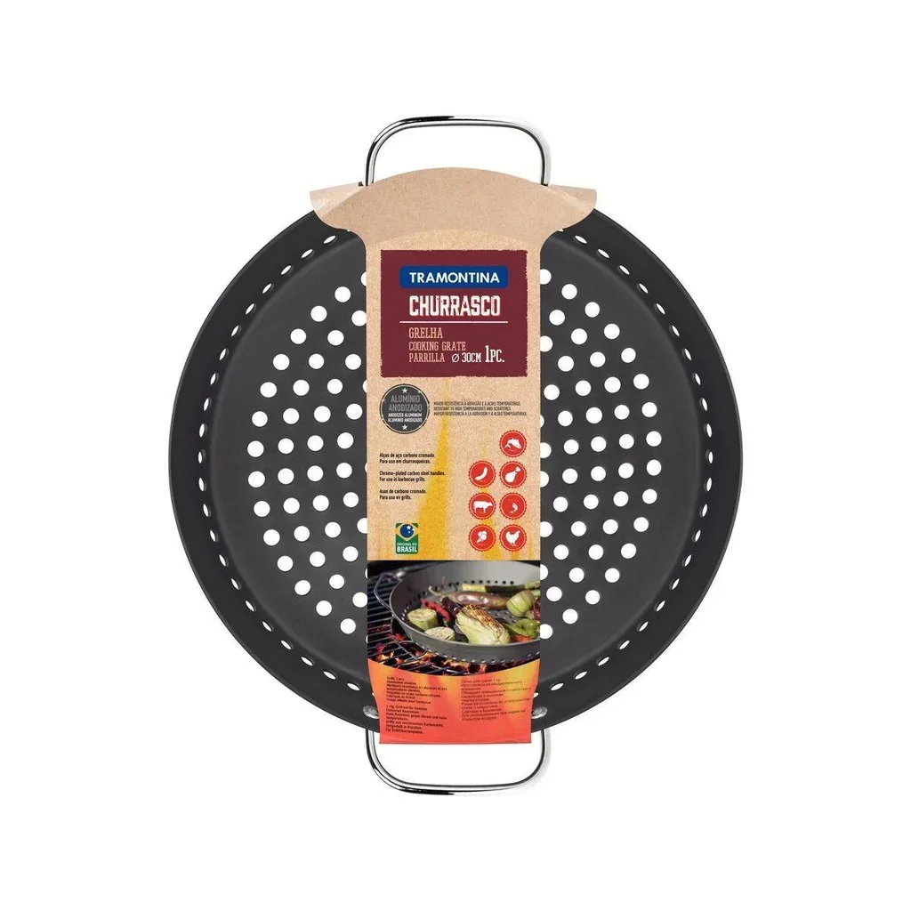 Perforated Wok 30 cm Anodized Aluminum Non-Stick Tramontina for BBQ